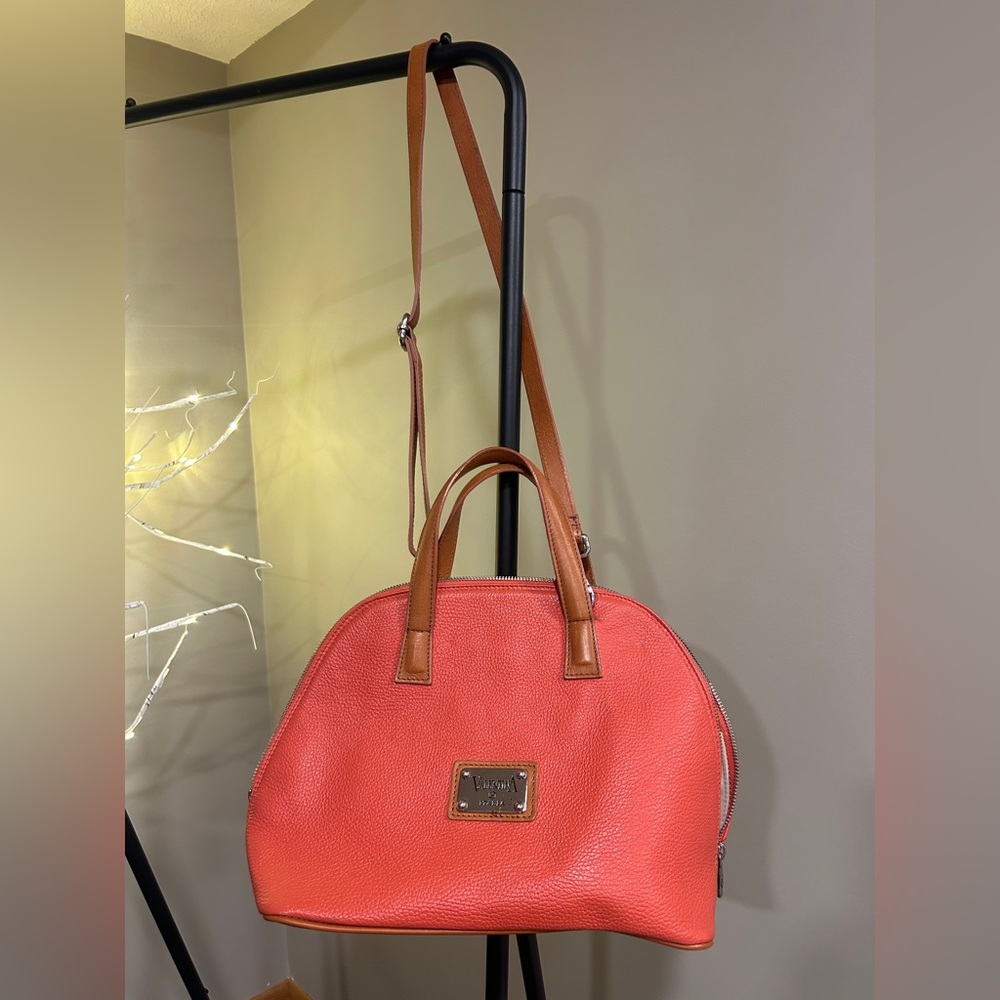 Valentina Italia Coral/Salmon Leather Handbag